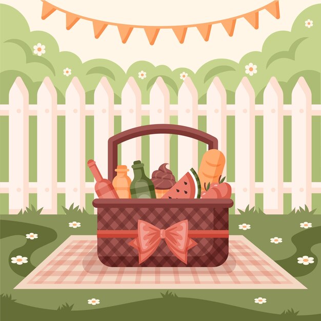 Ilustración de fiesta en el jardín dibujada a mano