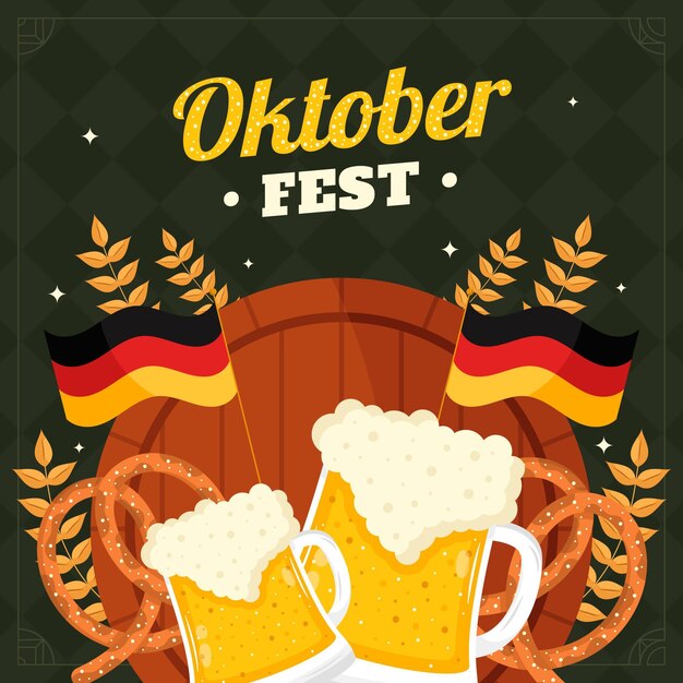 Ilustración de la fiesta de octubre plana