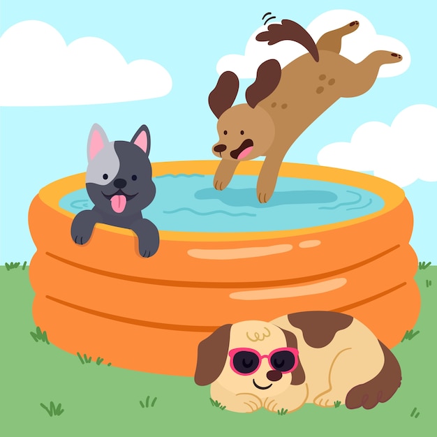 Vector gratuito ilustración de fiesta en la piscina dibujada a mano