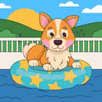 Vector gratuito ilustración de fiesta en la piscina para perros