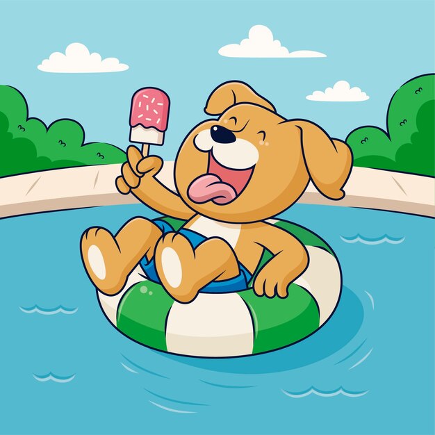 Ilustración de fiesta en la piscina para perros
