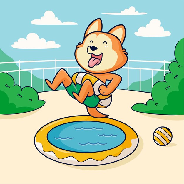 Ilustración de fiesta en la piscina para perros