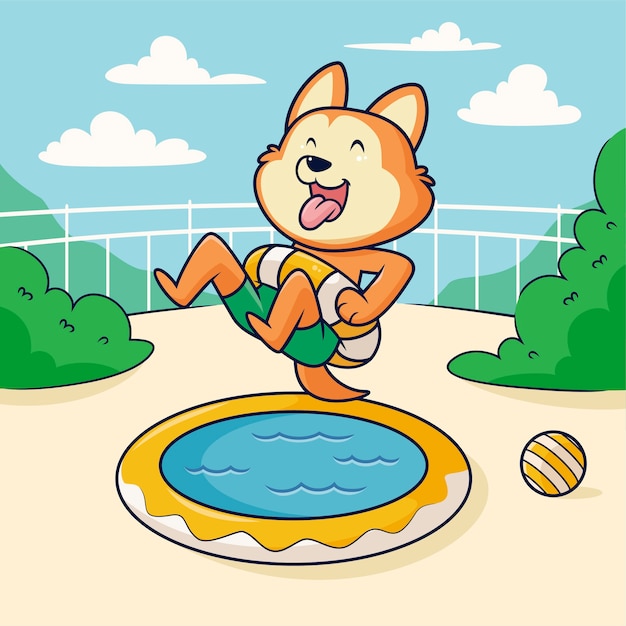 Ilustración de fiesta en la piscina para perros