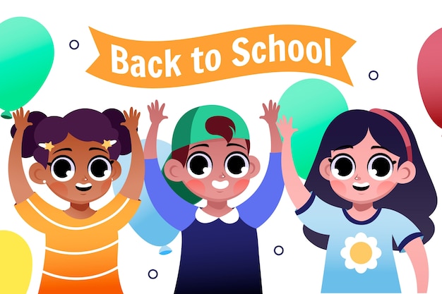 Vector gratuito ilustración de fiesta de regreso a la escuela con niños