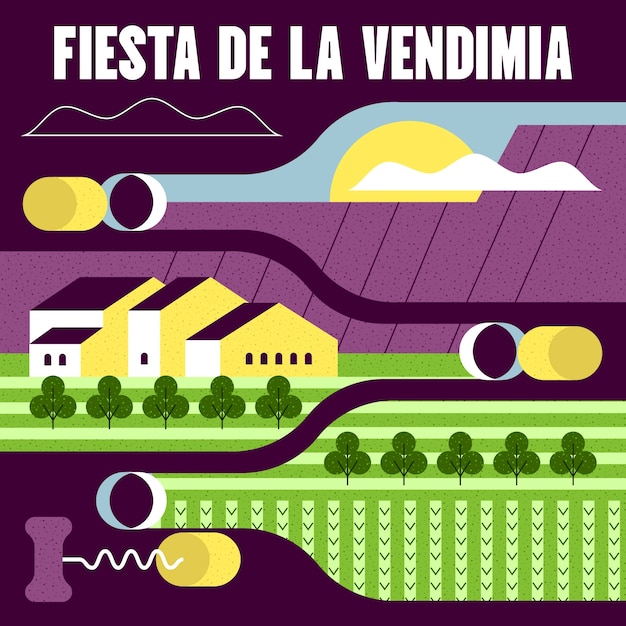 Vector gratuito ilustración de la fiesta de la vendimia