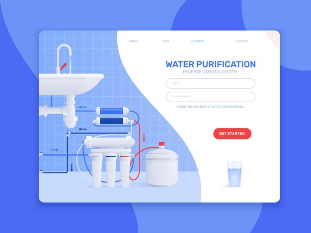 Ilustración de filtro de agua plano coloreado