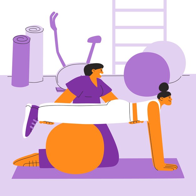 Ilustración de fisioterapia deportiva dibujada a mano