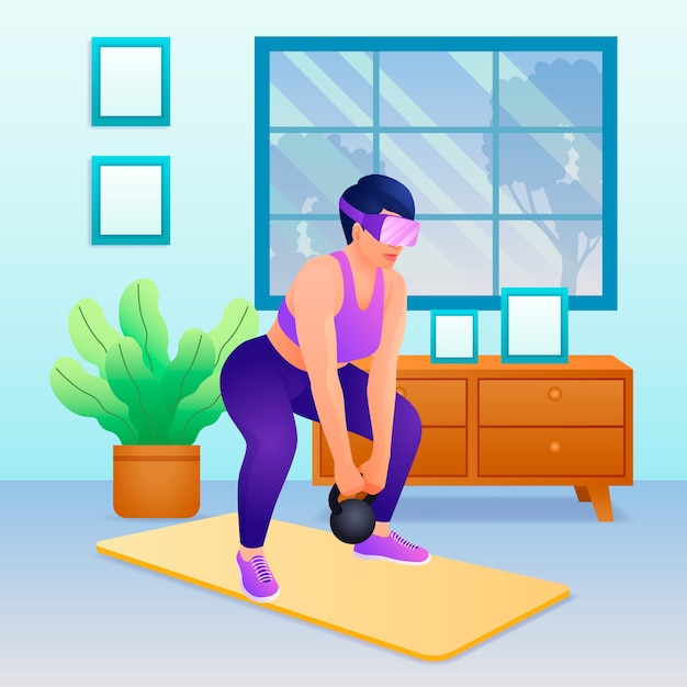 Ilustración de fitness virtual degradado