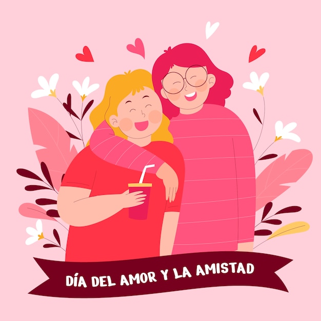 Vector gratuito ilustración de flat dia del amor y la amistad