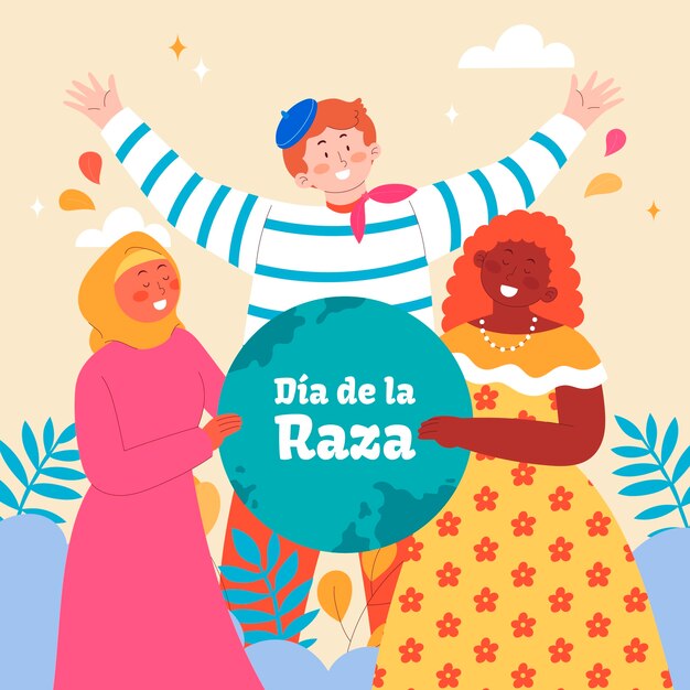 Ilustración de Flat dia de la raza