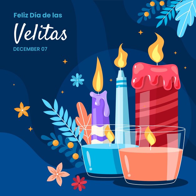 Ilustración de Flat dia de las velitas