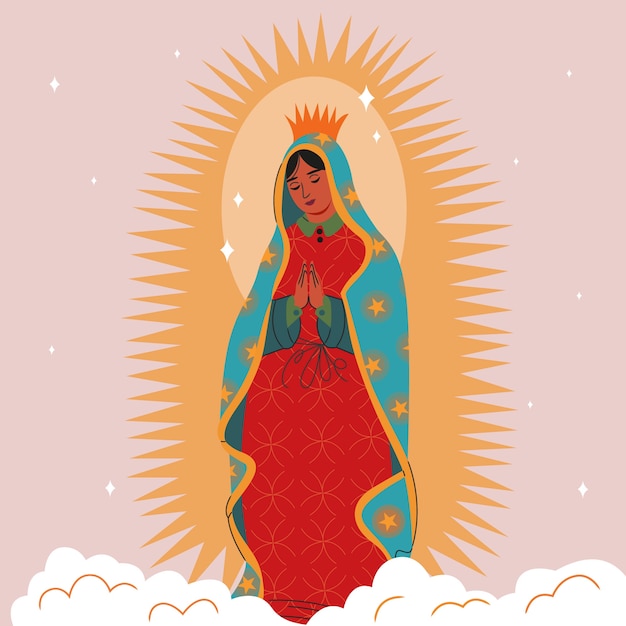 Ilustración de Flat dia de la virgen de guadalupe