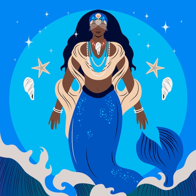 La ilustración de Flat iemanja.