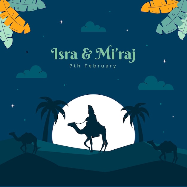 Vector gratuito ilustración de flat isra miraj