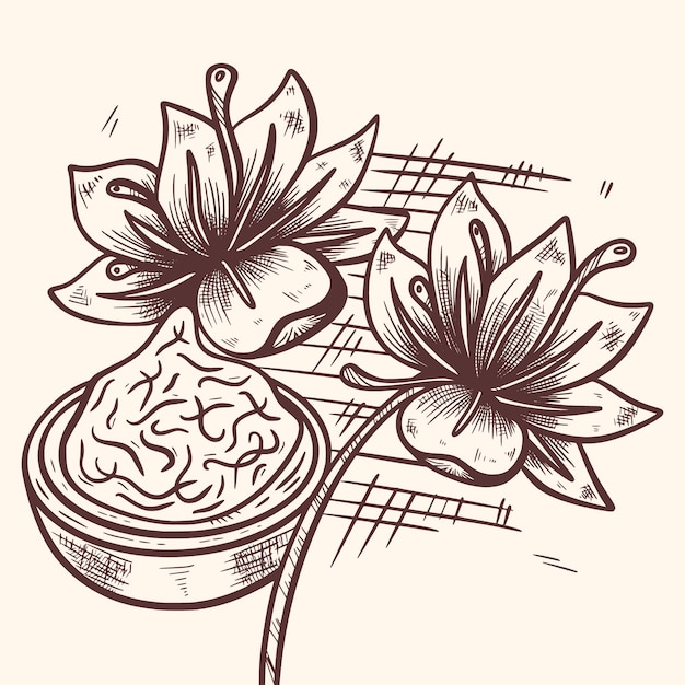 Ilustración de flor de azafrán dibujada a mano
