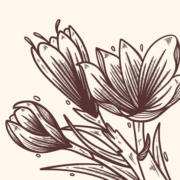 Ilustración de flor de azafrán dibujada a mano