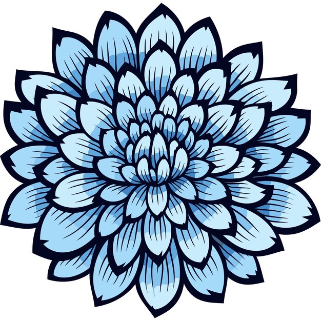 Ilustración de una flor azul con pétalos detallados