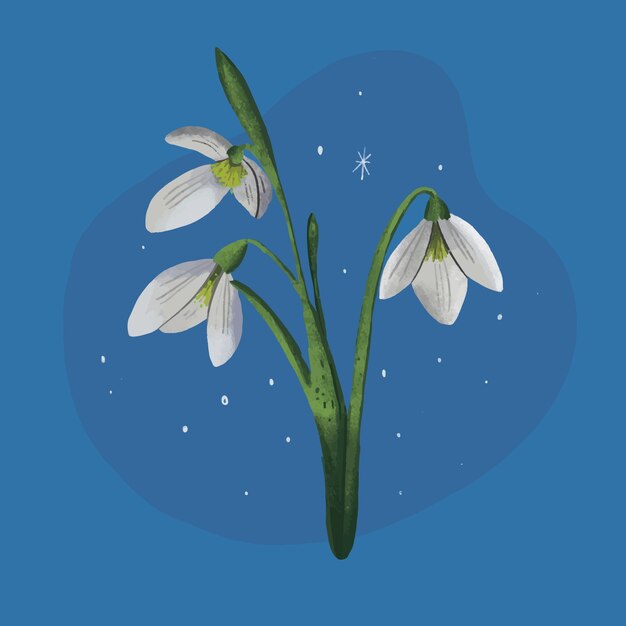 Vector gratuito ilustración de flor de campanilla blanca dibujada a mano