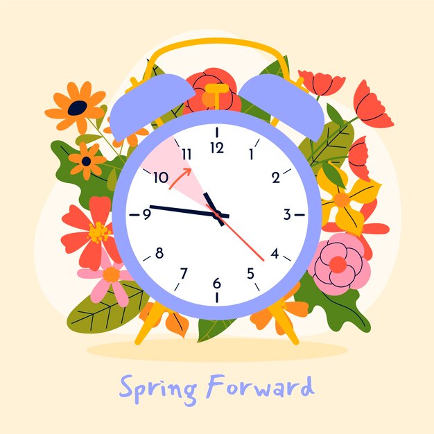 Ilustración floral hacia adelante de primavera plana