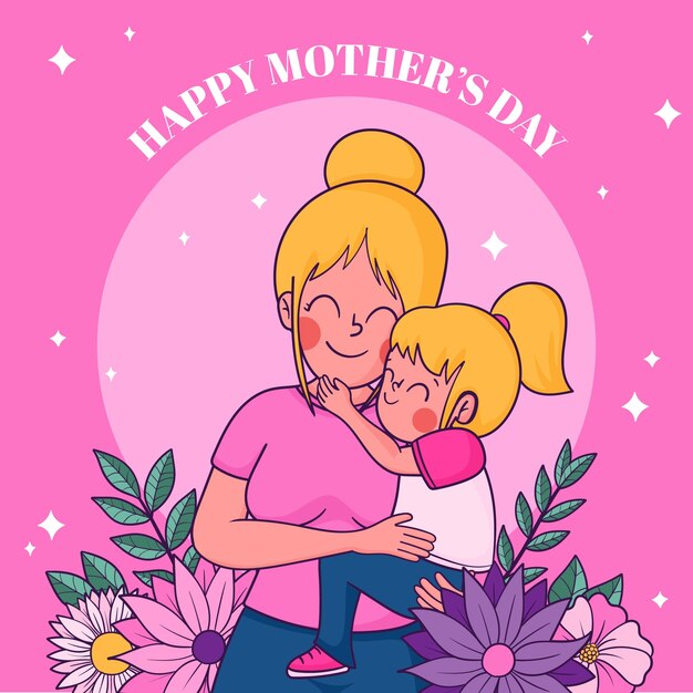 Ilustración floral dibujada a mano para la celebración del día de la mujer