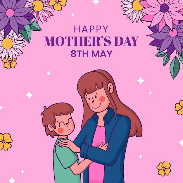 Ilustración floral dibujada a mano para la celebración del día de la mujer