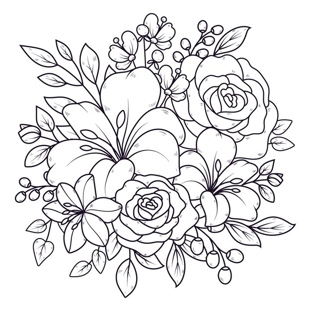 Ilustración floral dibujada a mano.