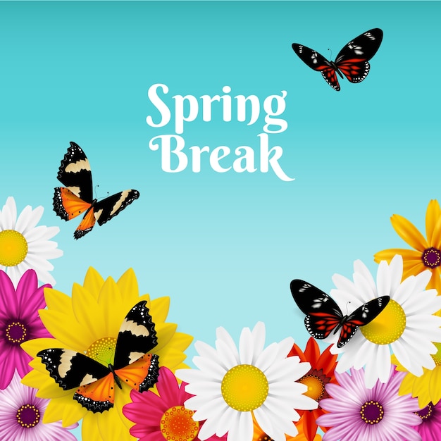 Vector gratuito ilustración floral realista de vacaciones de primavera