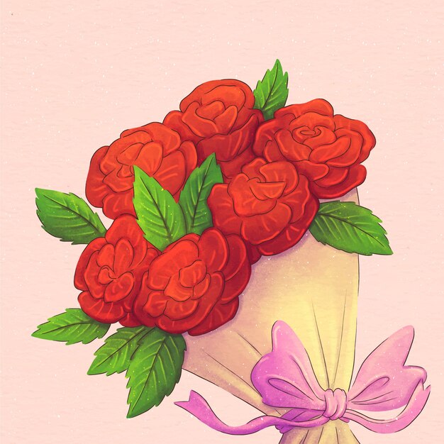 Ilustración de flores de acuarela de san valentín