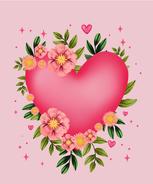 Ilustración de flores de acuarela de san valentín