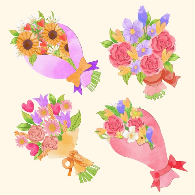 Ilustración de flores de acuarela de san valentín