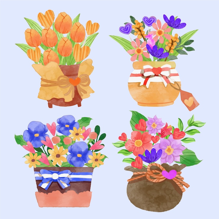 Vector gratuito ilustración de flores de acuarela de san valentín