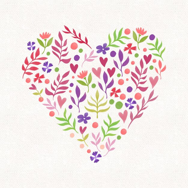 Ilustración de flores de acuarela de san valentín