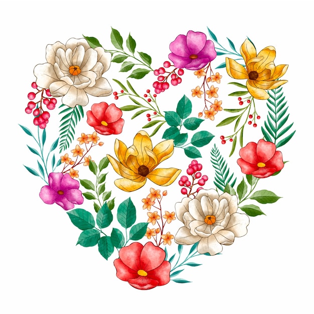 Ilustración de flores de acuarela de san valentín