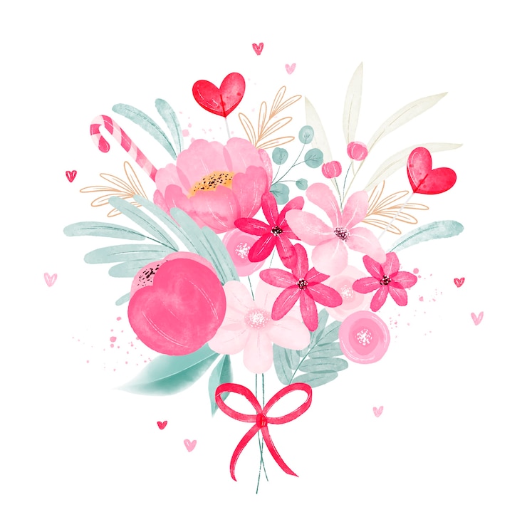 Vector gratuito ilustración de flores de acuarela de san valentín