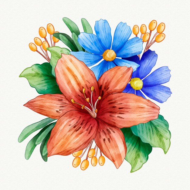 Ilustración de flores acuarela