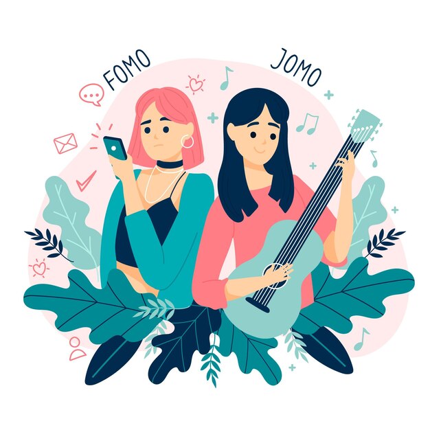 Ilustración de fomo vs jomo