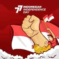 Vector gratuito ilustración de fondo de celebración del 77º día de la independencia de indonesia