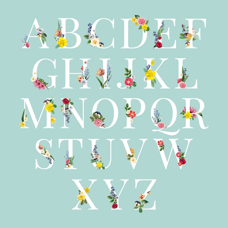 Vector gratuito ilustración de fondo floral del alfabeto