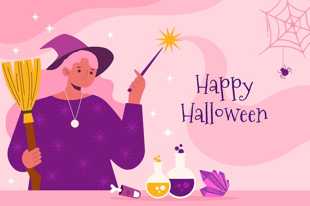 Vector gratuito ilustración de fondo plano de halloween