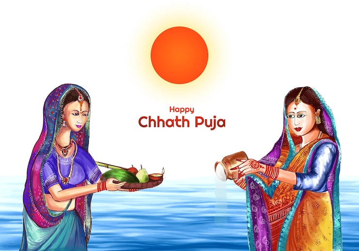 Vector gratuito ilustración del fondo de la tarjeta navideña feliz chhath puja