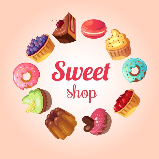 Ilustración de fondo tienda de dulces