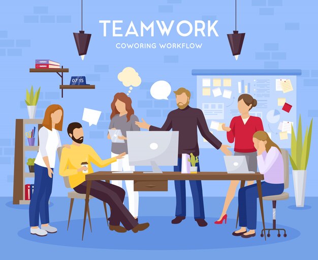 Ilustración de fondo de trabajo en equipo