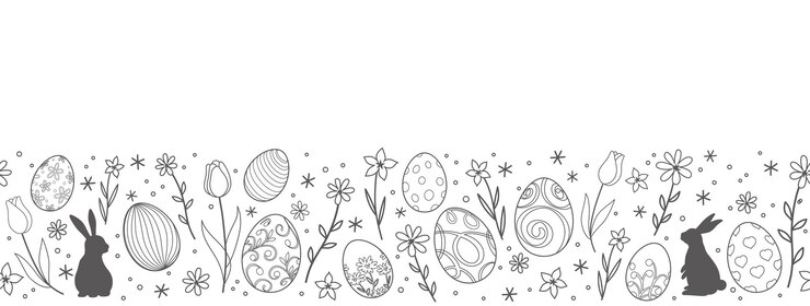 Vector gratuito ilustración de fondo de vector de pascua con conejitos de pascua, huevos, flores y un espacio de texto.