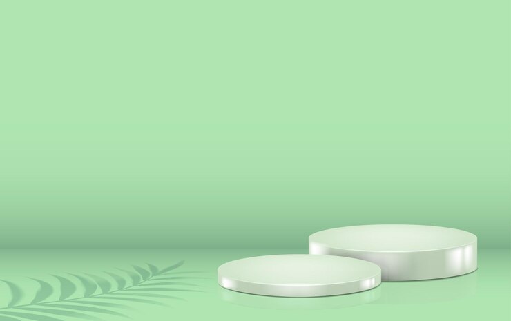 Vector gratuito ilustración de fondo vectorial realista etapa blanca redonda abstracta minimalista con sombra de palma