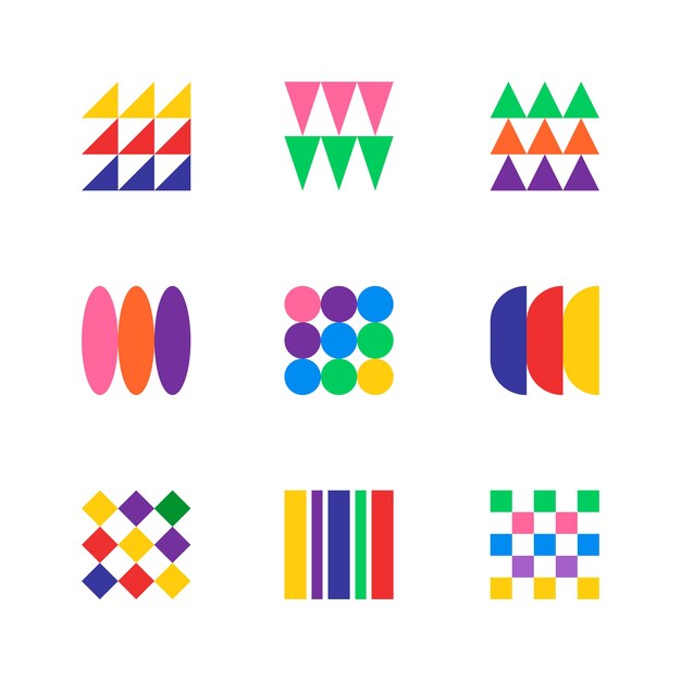 Ilustración de forma geométrica retro colorida de diseño plano
