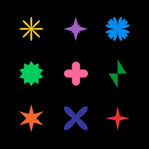 Ilustración de forma geométrica retro colorida de diseño plano