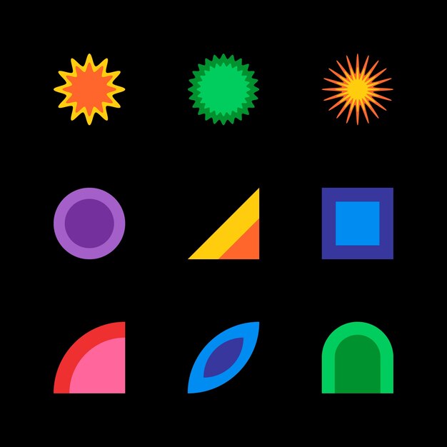 Ilustración de forma geométrica retro colorida de diseño plano