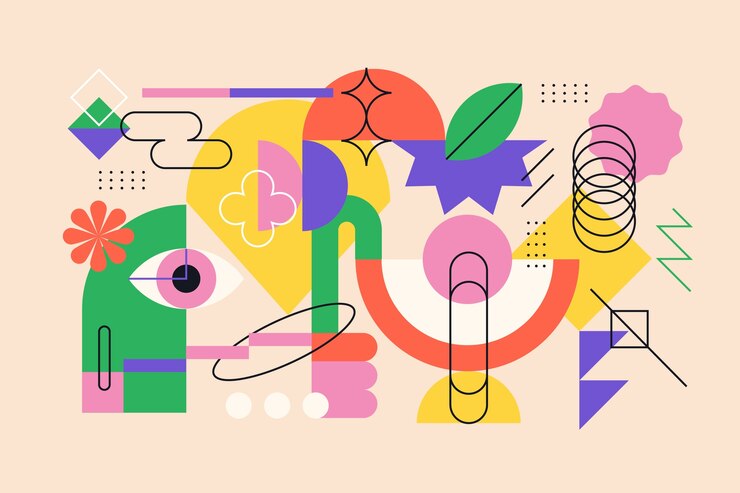 Vector gratuito ilustración de forma geométrica retro colorida de diseño plano