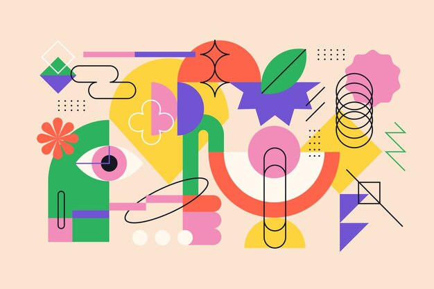 Ilustración de forma geométrica retro colorida de diseño plano
