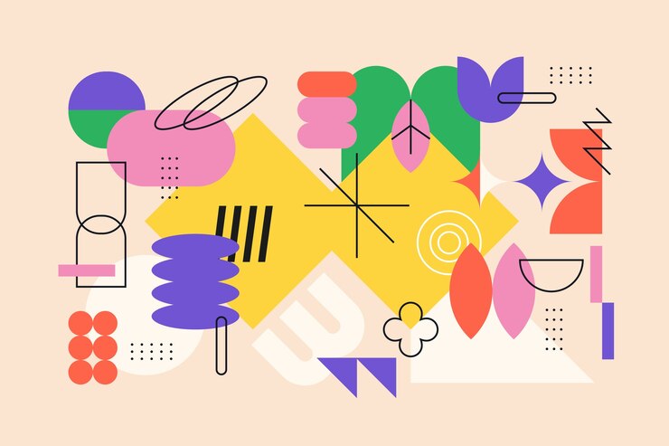 Ilustración de forma geométrica retro colorida de diseño plano